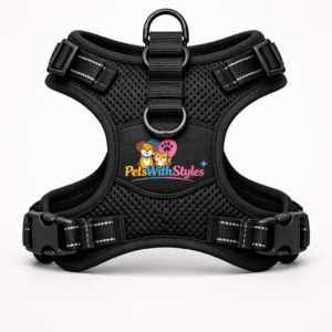 Adjustable No-Pull Dog Harness Breathable Mesh Medium Black | PetsWithStyles