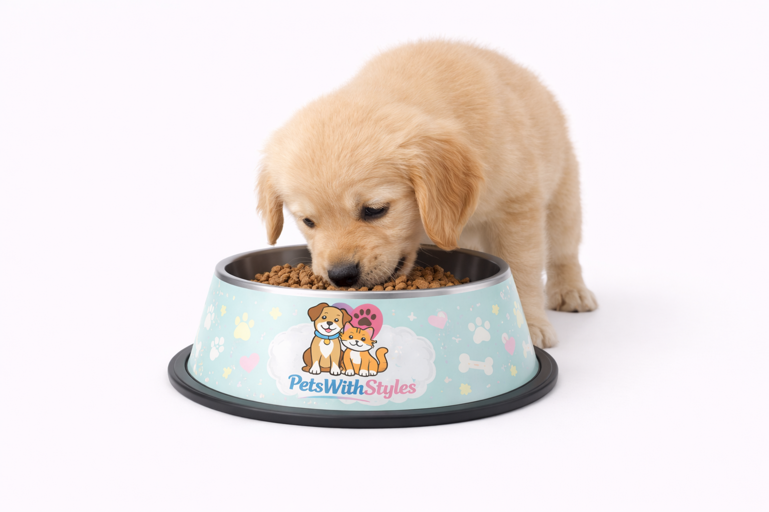 Stainless Steel Dog Bowl Non-Slip 32oz Silver | PetsWithStyles - Image 3